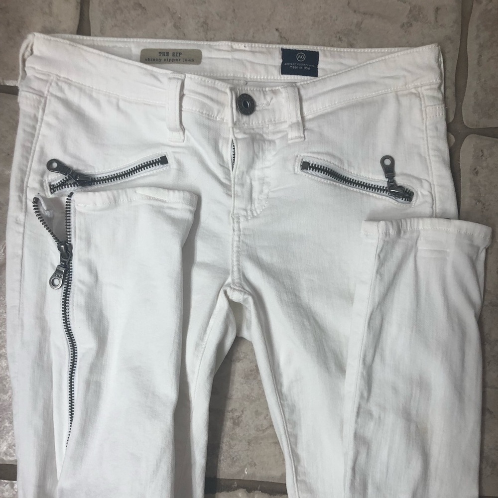 adriano goldschmied white zipper skinny jeans